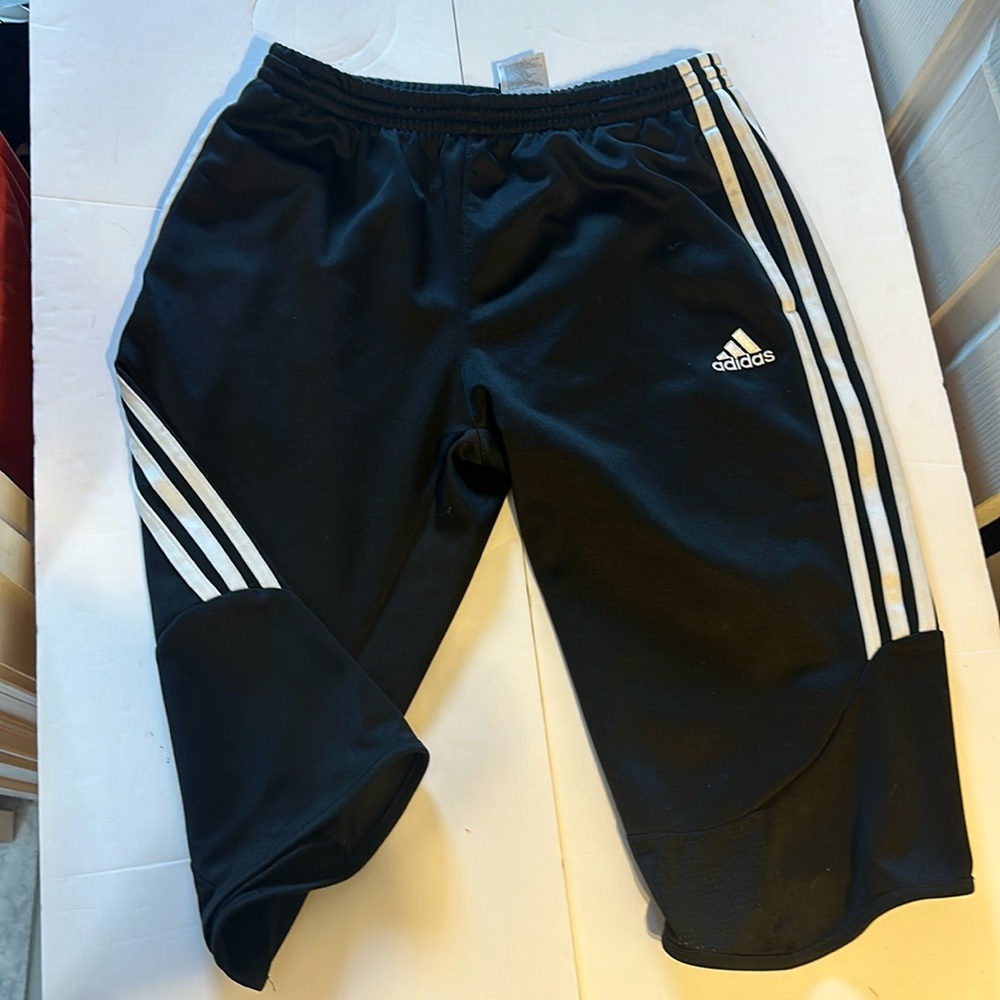 Adidas Vintage Soccer Joggers Black with white stripes size Medium women’s M
